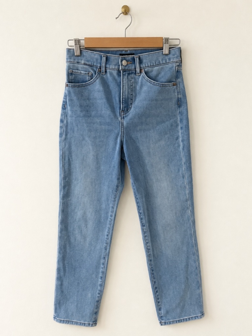 Express Super High Rise Slim Jeans Light Wash Blue Size 2 Petite 2P